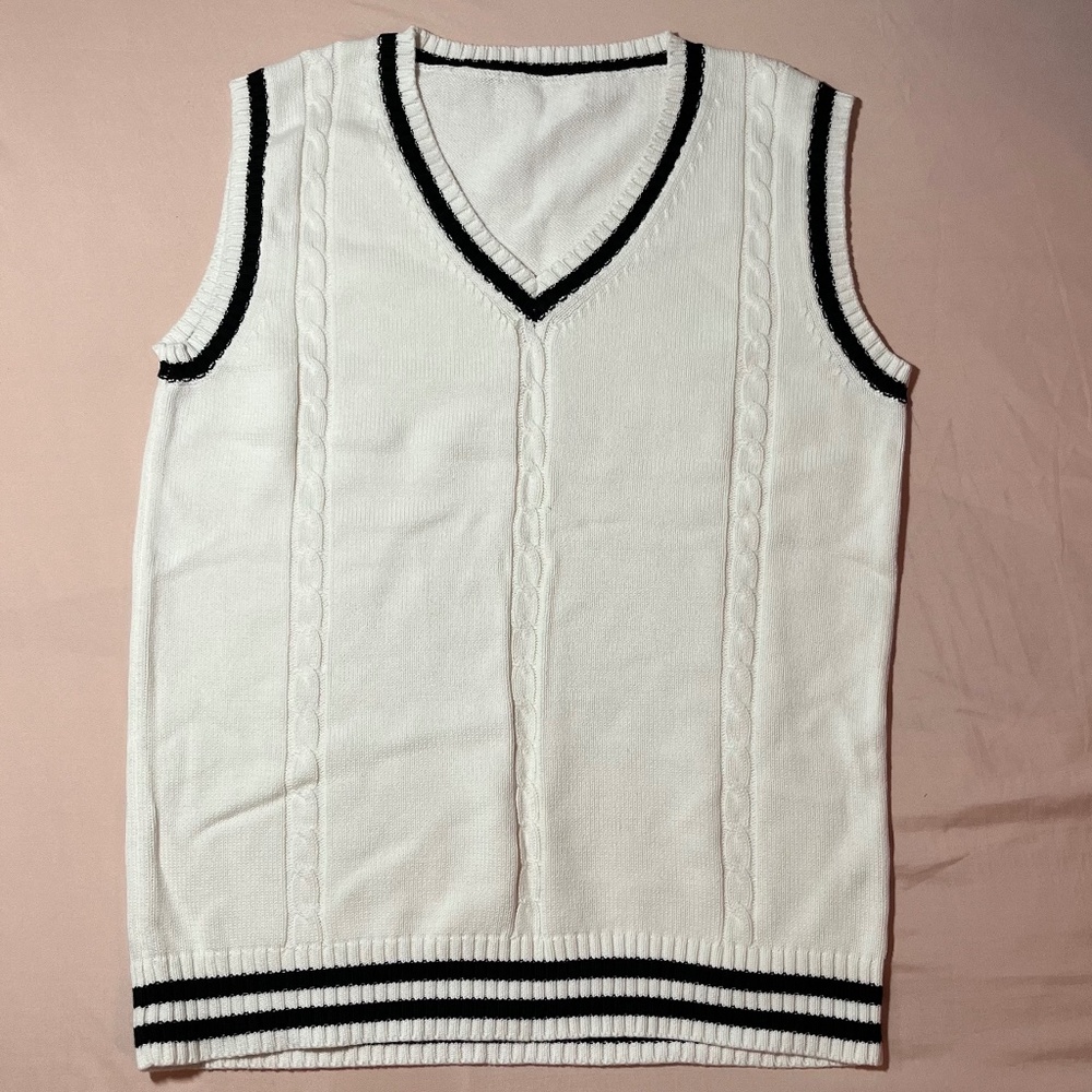 Classic white v-neck sweater vest (Amazon)